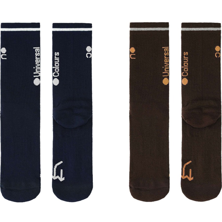 Clothing * | Universal Colours Discount Merino Socks 2 Pack Heavy Dark Brown / Navy Blue