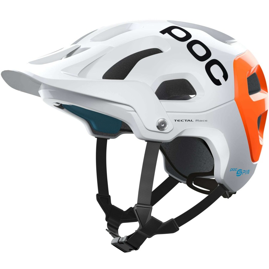 Clothing * | Poc Cut Price Tectal Race Spin Mtb Helmet With Nfc Hydrogen White/ Fluorescent Orange Avip