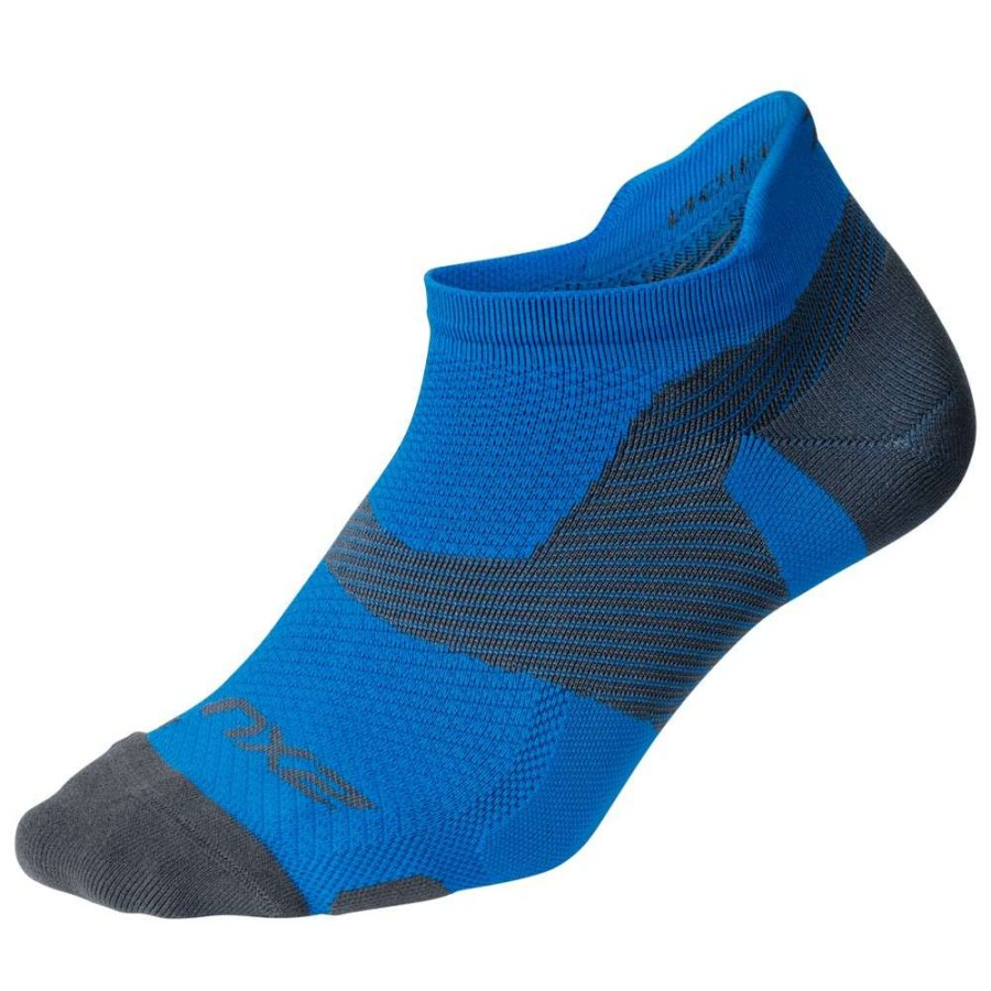 Run Clothing * | 2Xu High Quality Vectr Light Cushion No Show Socks Vibrant Blue/Grey